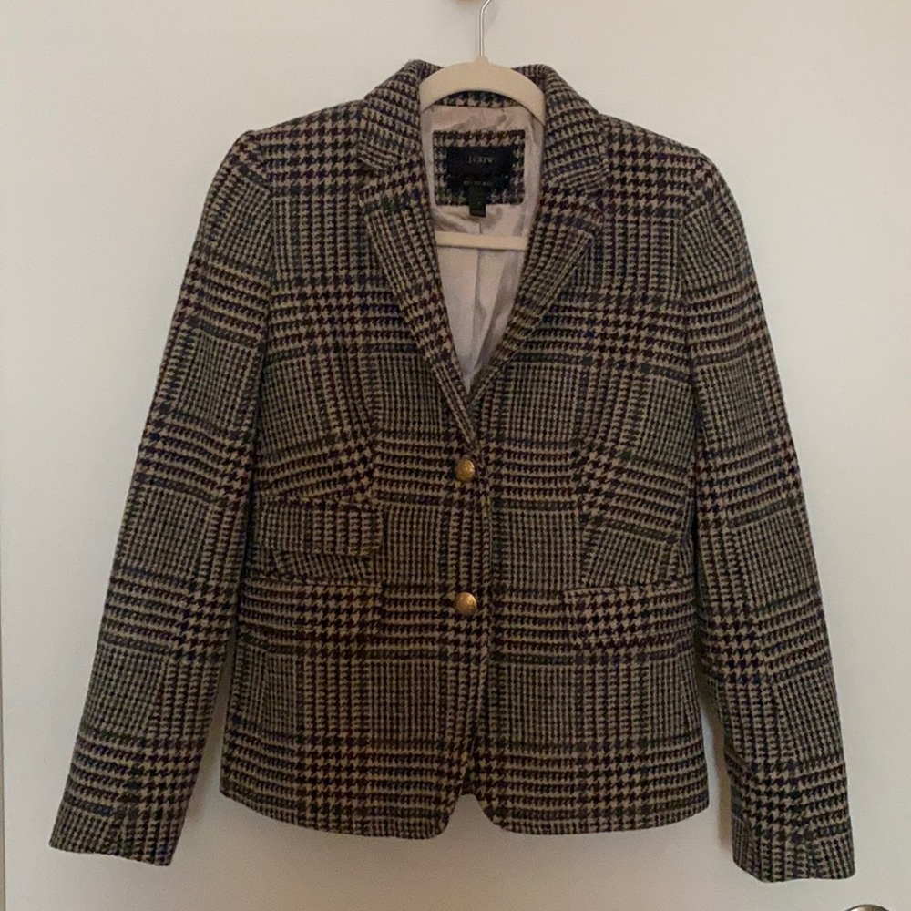 J.Crew Schoolboy Blazer Hounds Tooth English Riding Jacket Size 2
